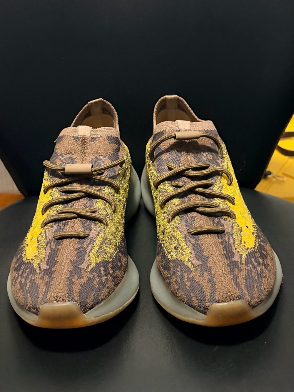 Yeezy Boost Sneakers Brown Yellow Patterned